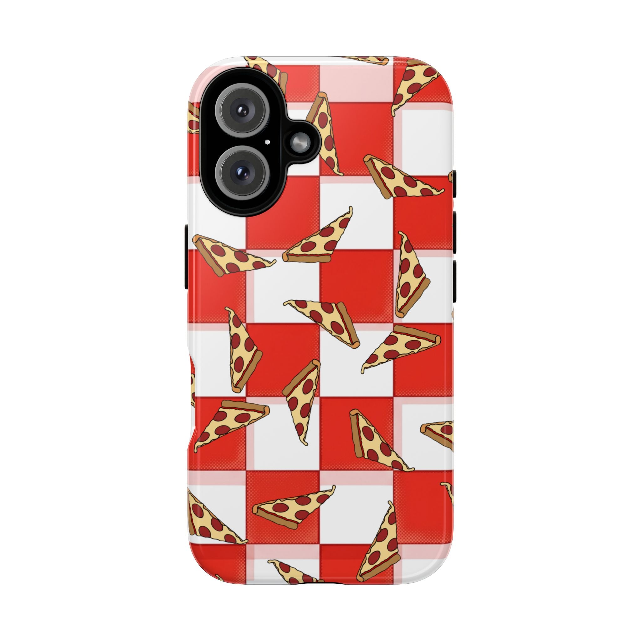 Pizza Pattern Phone Case — Red Picnic Table Pepperoni Design