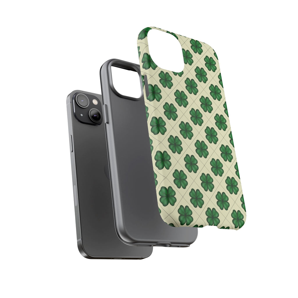 St. Patrick’s Shamrock Tough Phone Case — Green Clover Pattern