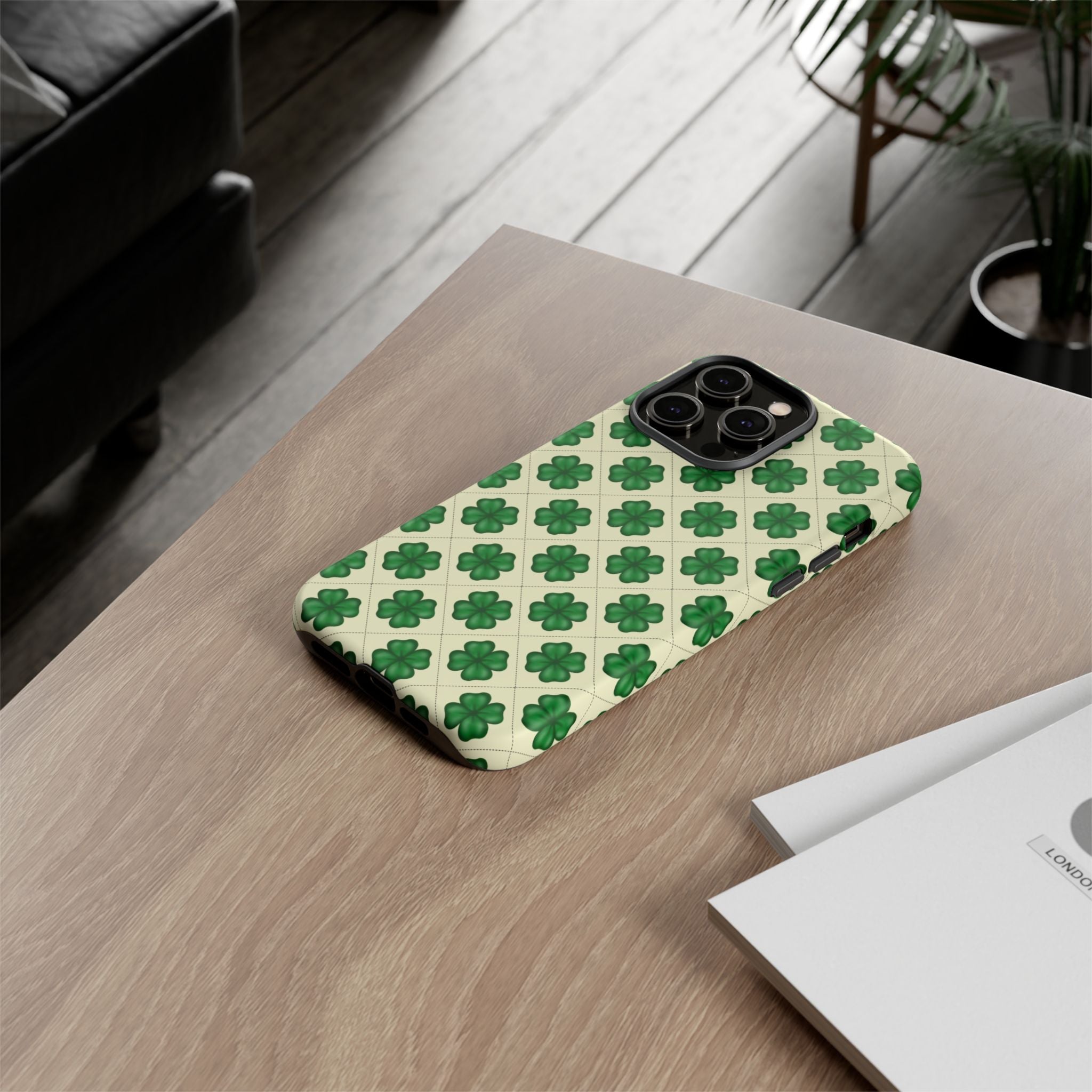St. Patrick’s Shamrock Tough Phone Case — Green Clover Pattern