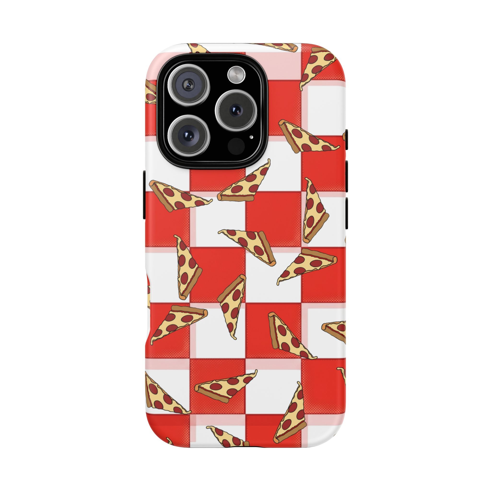 Pizza Pattern Phone Case — Red Picnic Table Pepperoni Design