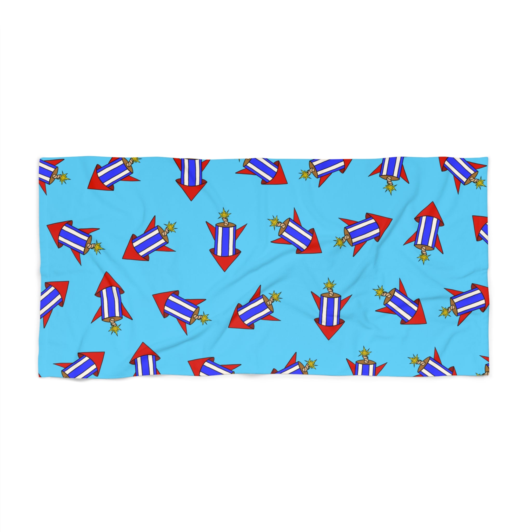 Fourth of July Firework Rocket Pattern Beach Towel