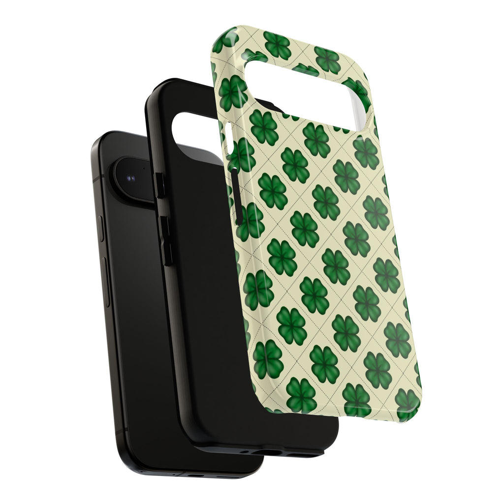 St. Patrick’s Shamrock Tough Phone Case — Green Clover Pattern