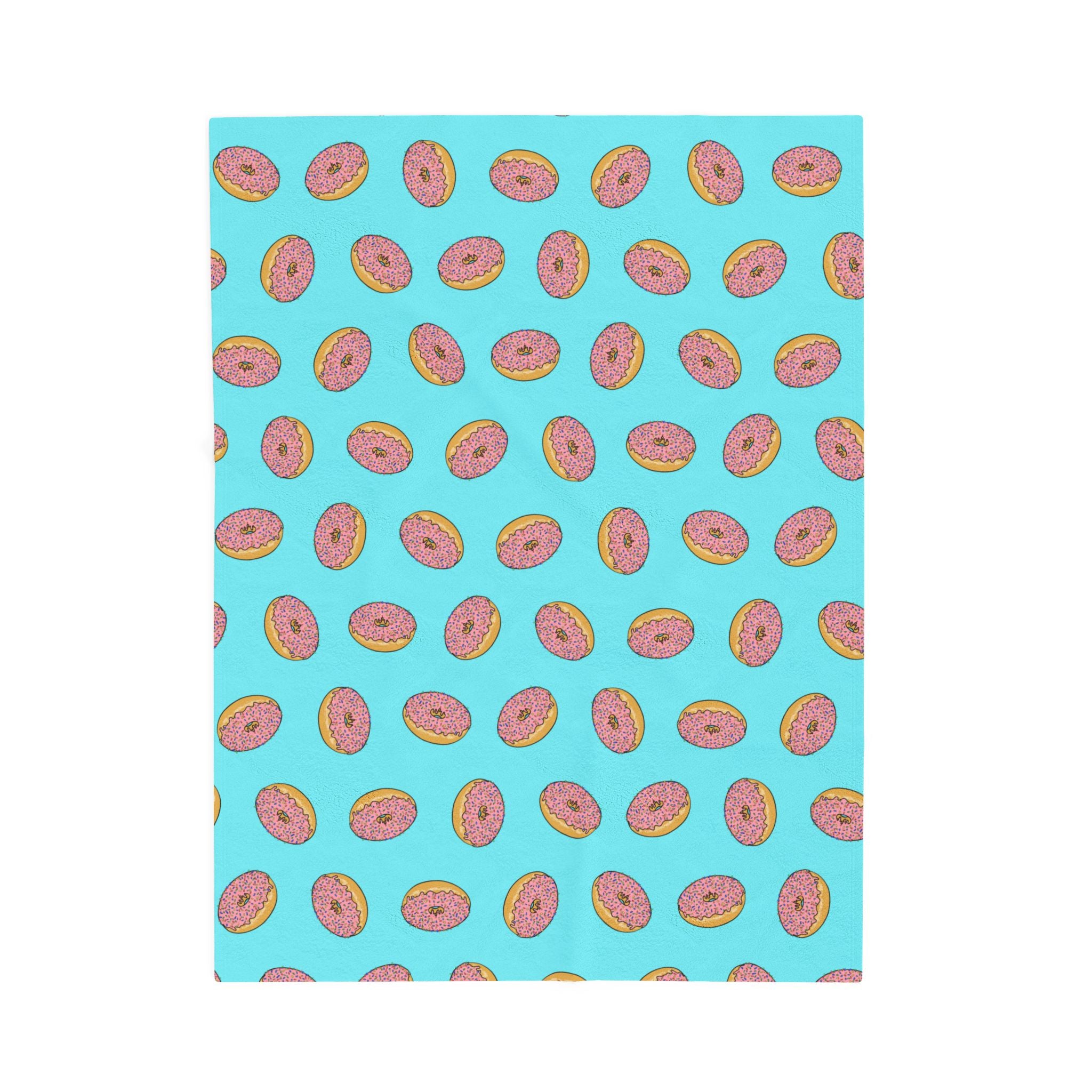 Pink Donut Pattern Velveteen Plush Blanket | Blue Sprinkle Bakery Throw