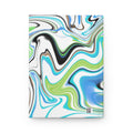 Marbled Aqua & Lime Hardcover Journal — Abstract Swirl Notebook