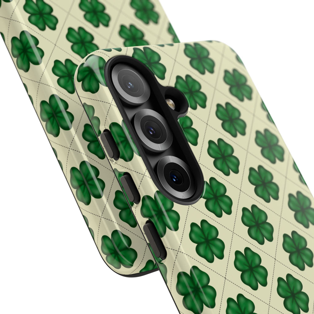 St. Patrick’s Shamrock Tough Phone Case — Green Clover Pattern