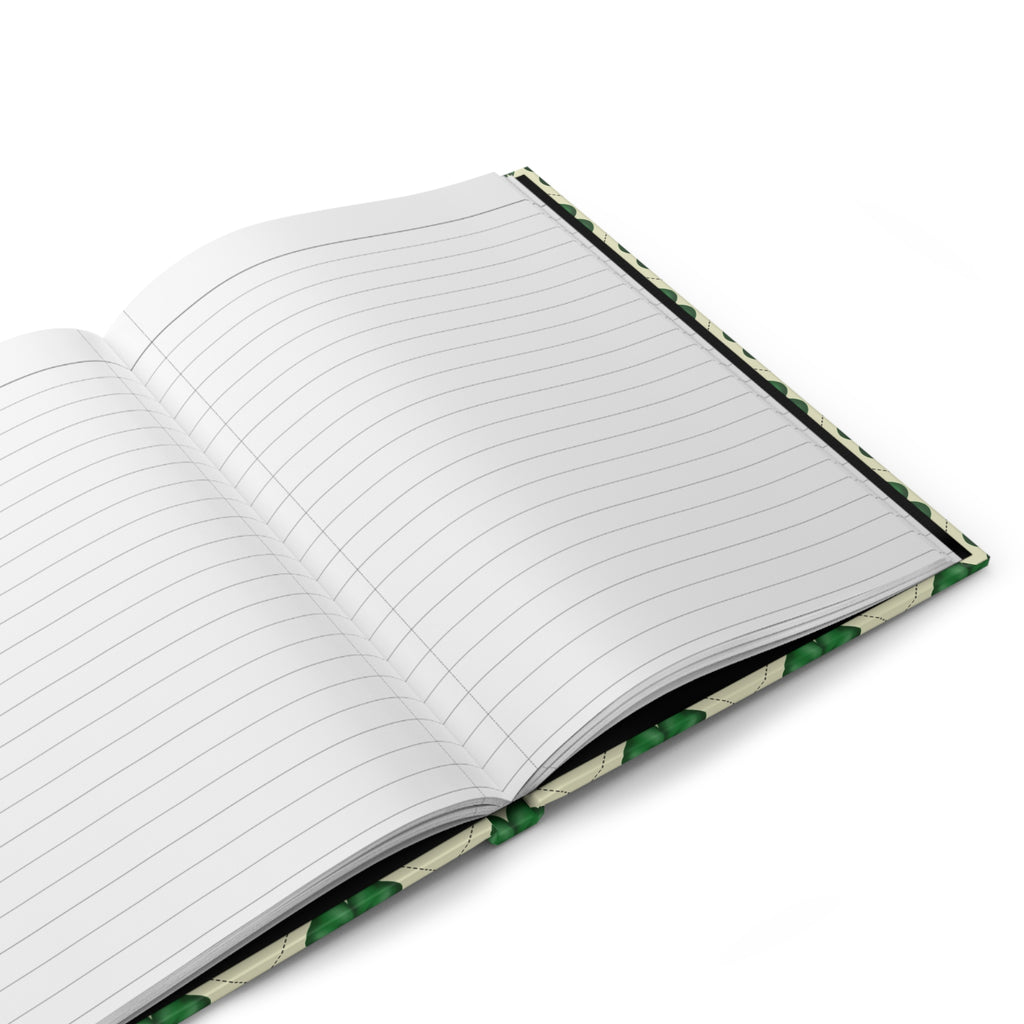 Four-Leaf Clover Pattern Hardcover Journal — St. Patrick’s Day Lucky Shamrock Notebook