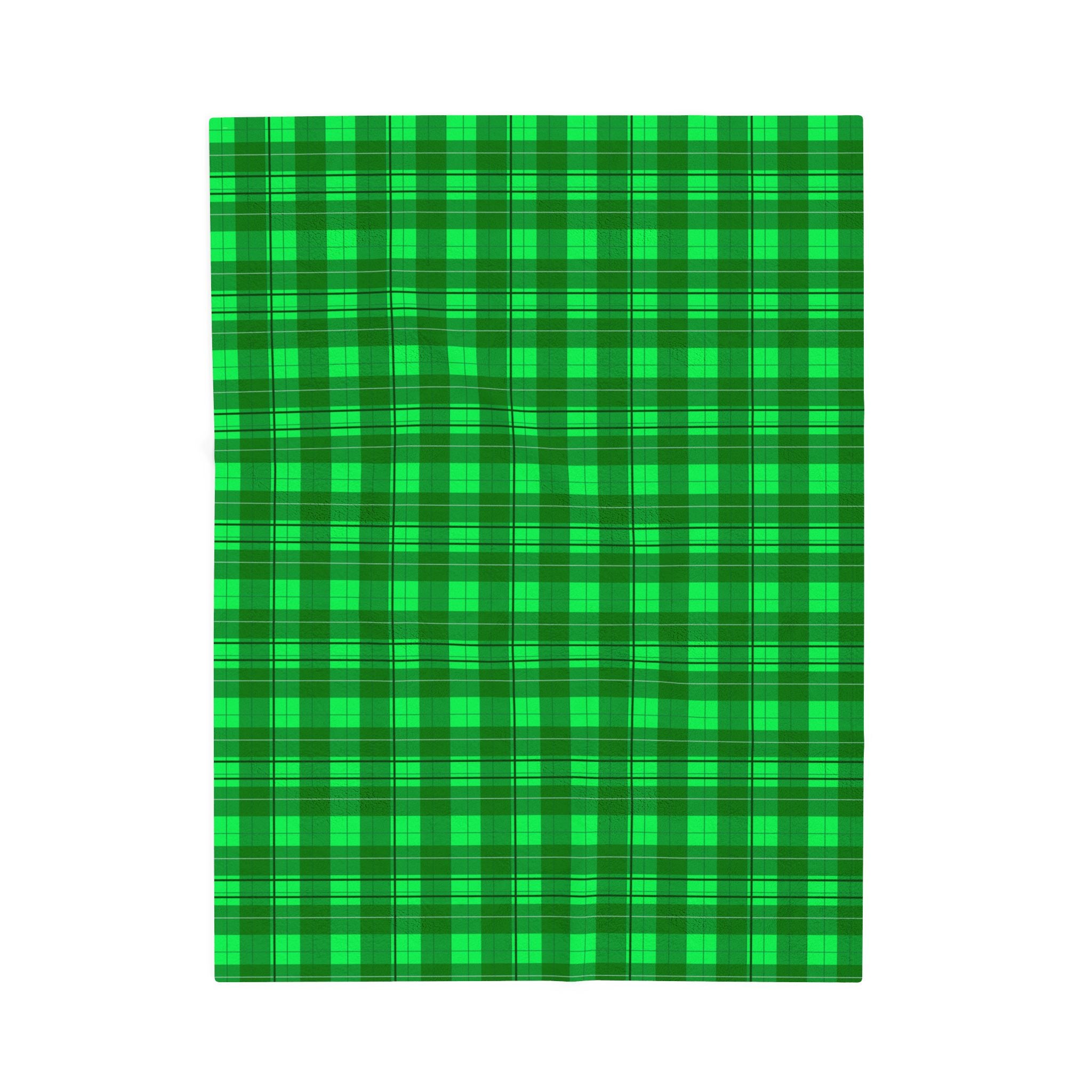 Green Buffalo Plaid Velveteen Plush Blanket