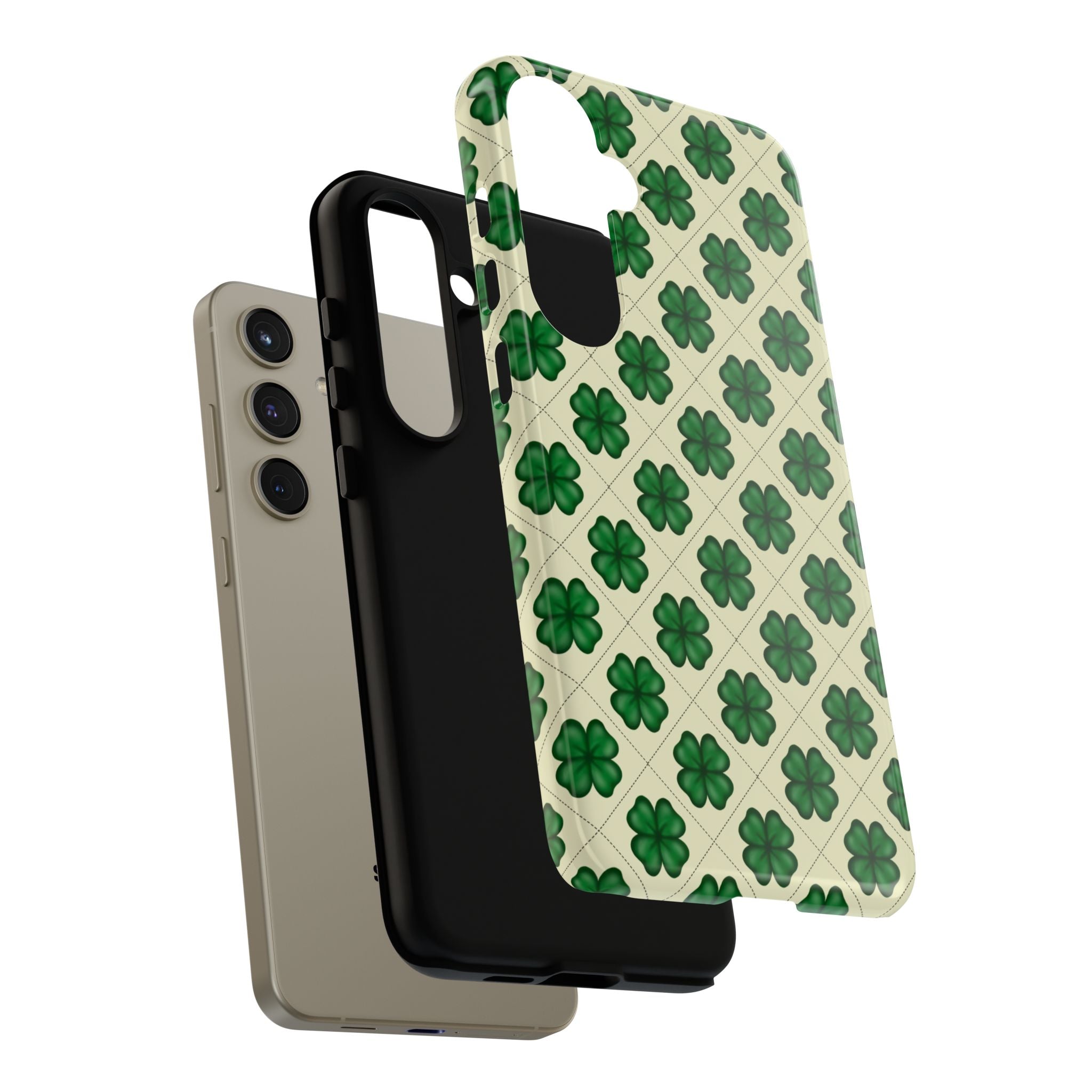 St. Patrick’s Shamrock Tough Phone Case — Green Clover Pattern