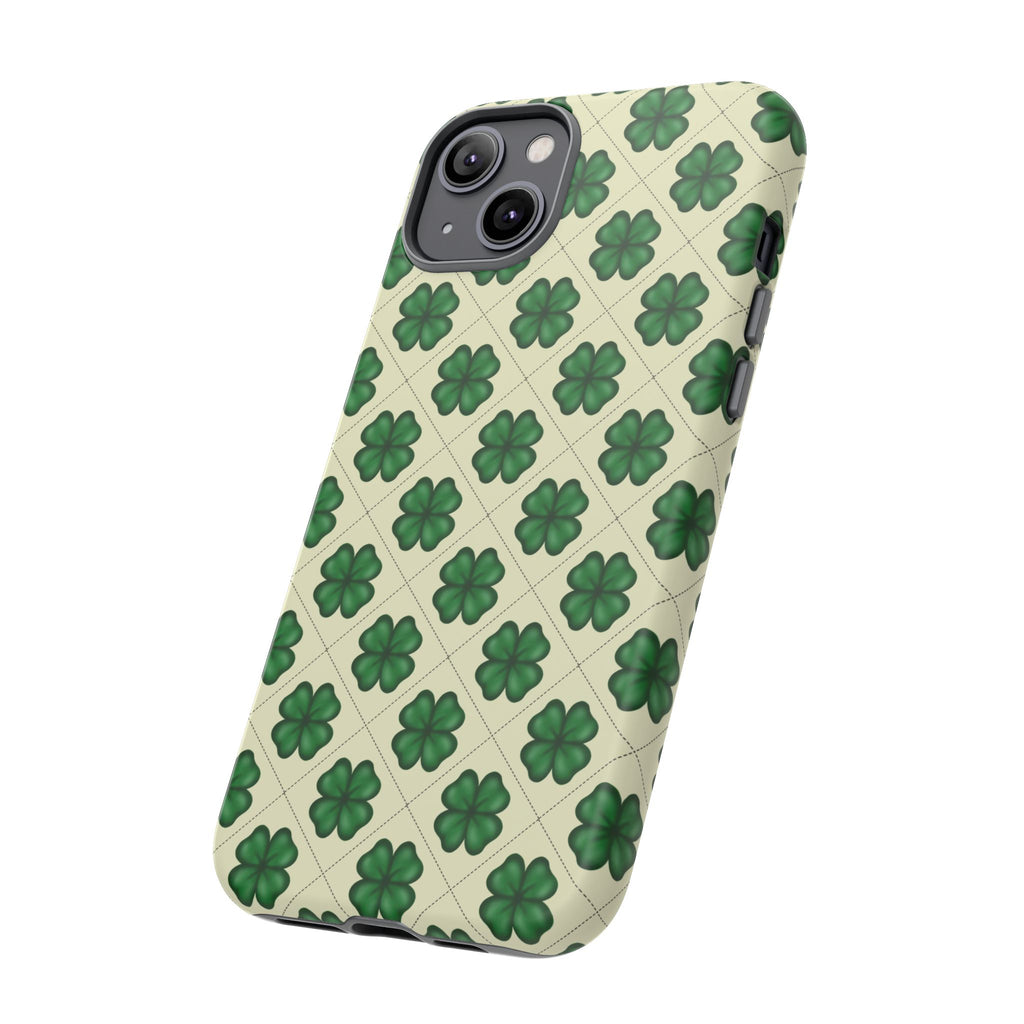 St. Patrick’s Shamrock Tough Phone Case — Green Clover Pattern